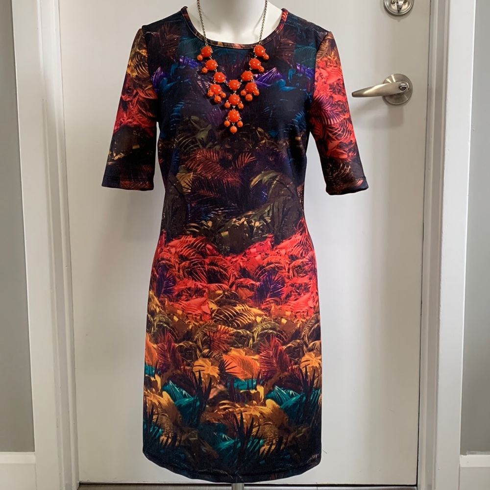Jaye.e bright tropical leaf printed dress